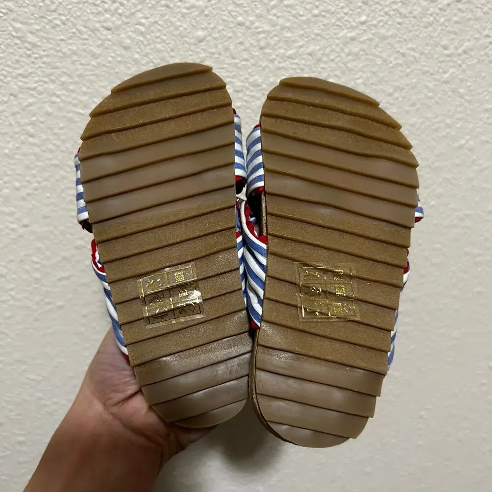 Crewcuts x Loeffler Randall by Clementine striped knotted sandal scalloped K8